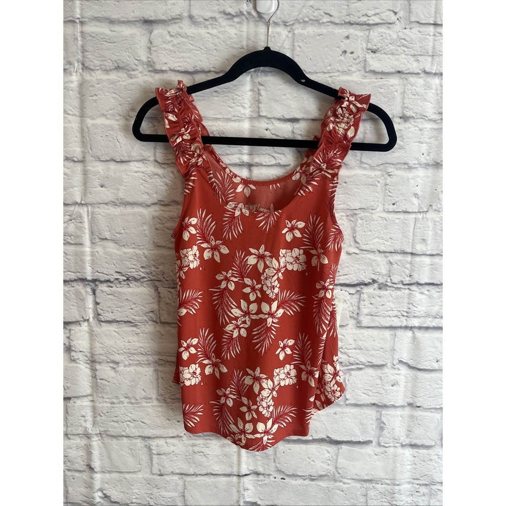 Grace & Lace NWT Boho Tropical Print Ruffle Strap Beachy Summer Tank Size XS